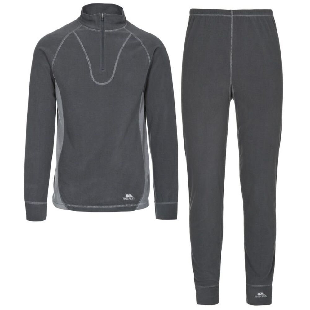 Trespass Unisex Thriller Thermal Top And Bottom Set / Cement